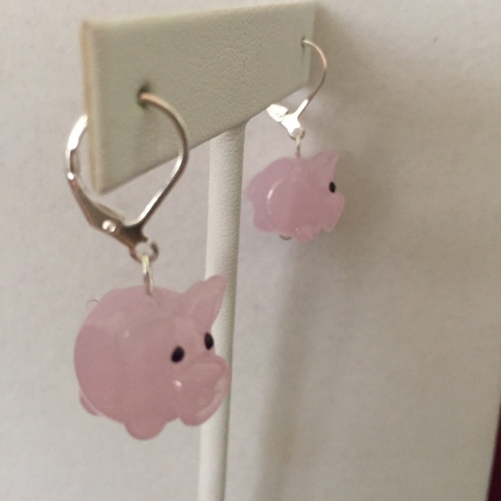 HAND CRAFTED Earrings Little Pink Piggies Approximately 1.2” - Picture 5 of 6